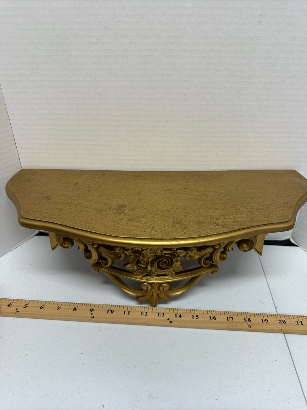 Vintage 1969 Dart Gold Floral Wall Shelf Hollywood Regency USA - Picture 2 of 9